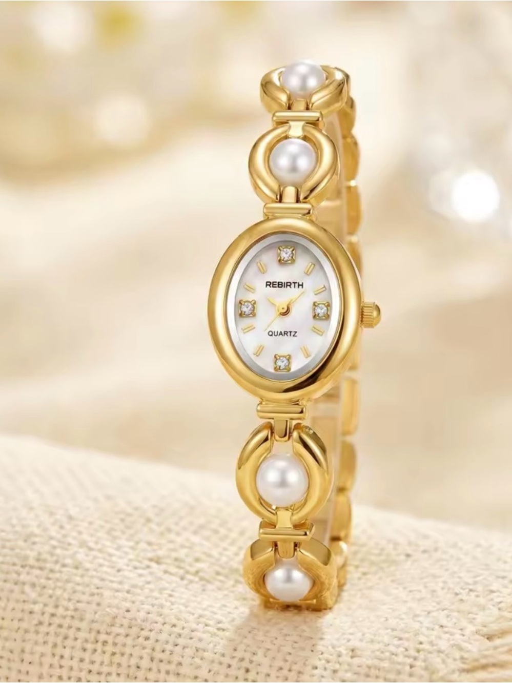 Gold Classic Pearl Bracelet Watch - Picture 5 of 8